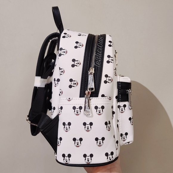 DISNEY LOUNGEFLY ALL OVER MICKEY'S FACE BACKPACK - Picture 4 of 8